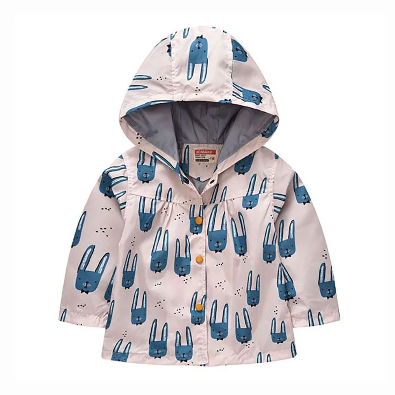 

2022 Spring Autumn Fashion Cartoon Print Boys Girls Windbreaker Hooded Long Sleeve Warm Kids Coat Children's Clothing 2-5Y