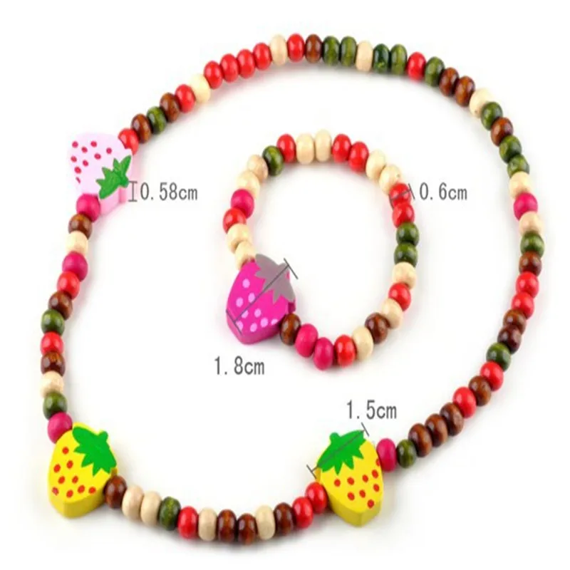 Trendy Girls Wooden Cute Smile Fruit Heart Beads Necklace Bracelet Baby Children Jewelry Set Accessories | Украшения и аксессуары