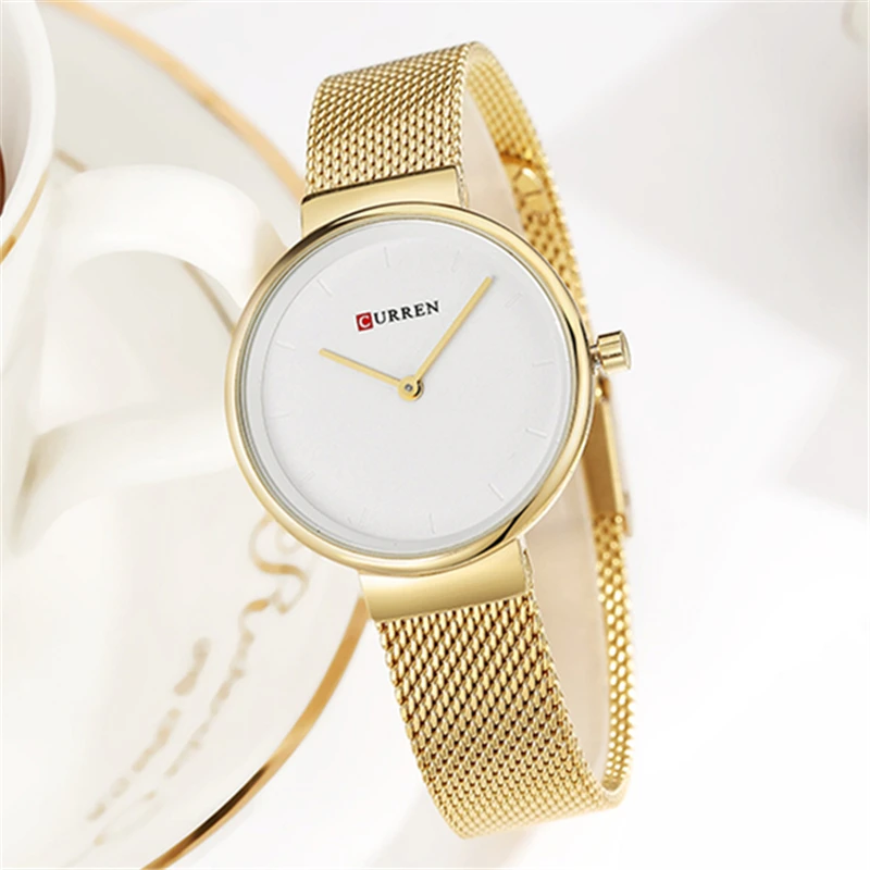 

Fashion Mesh Womens Watch Simple Dress Quartz Ladies Bracelet Watches CURREN Full Stainless Steel Wristwatch Bayan Kol Saati