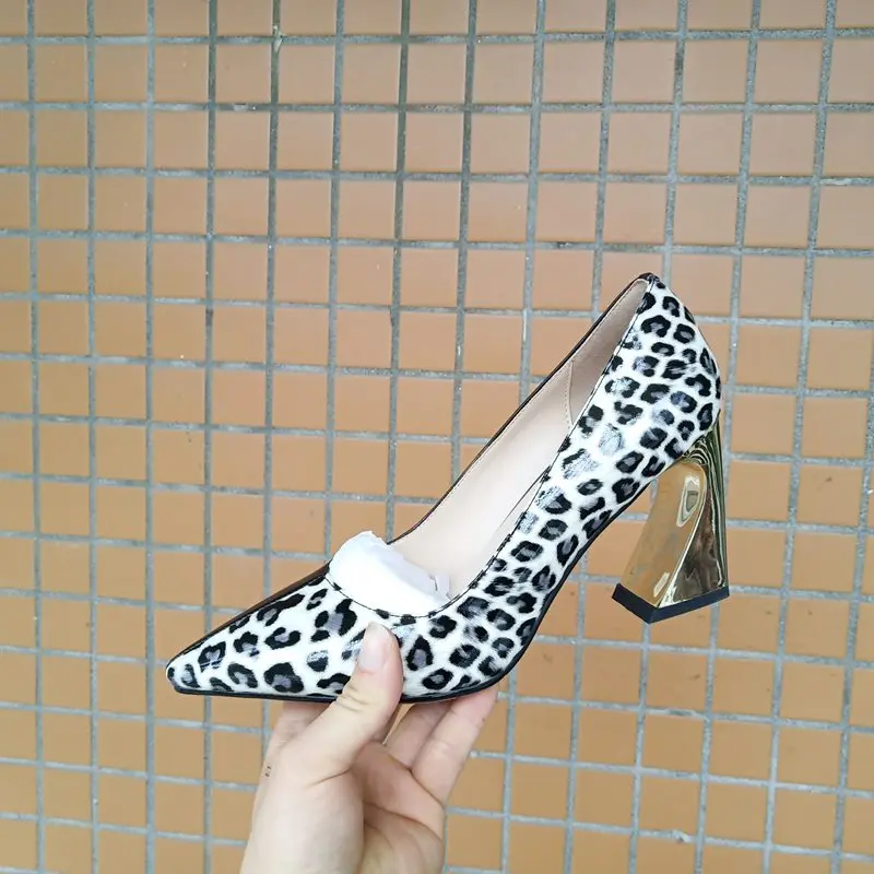 

Dilalula 2021 Leopard Print Genuine Leather Women High Heels Pointed Toe Fashion Pumps Ladies Party Dating Shoes Woman