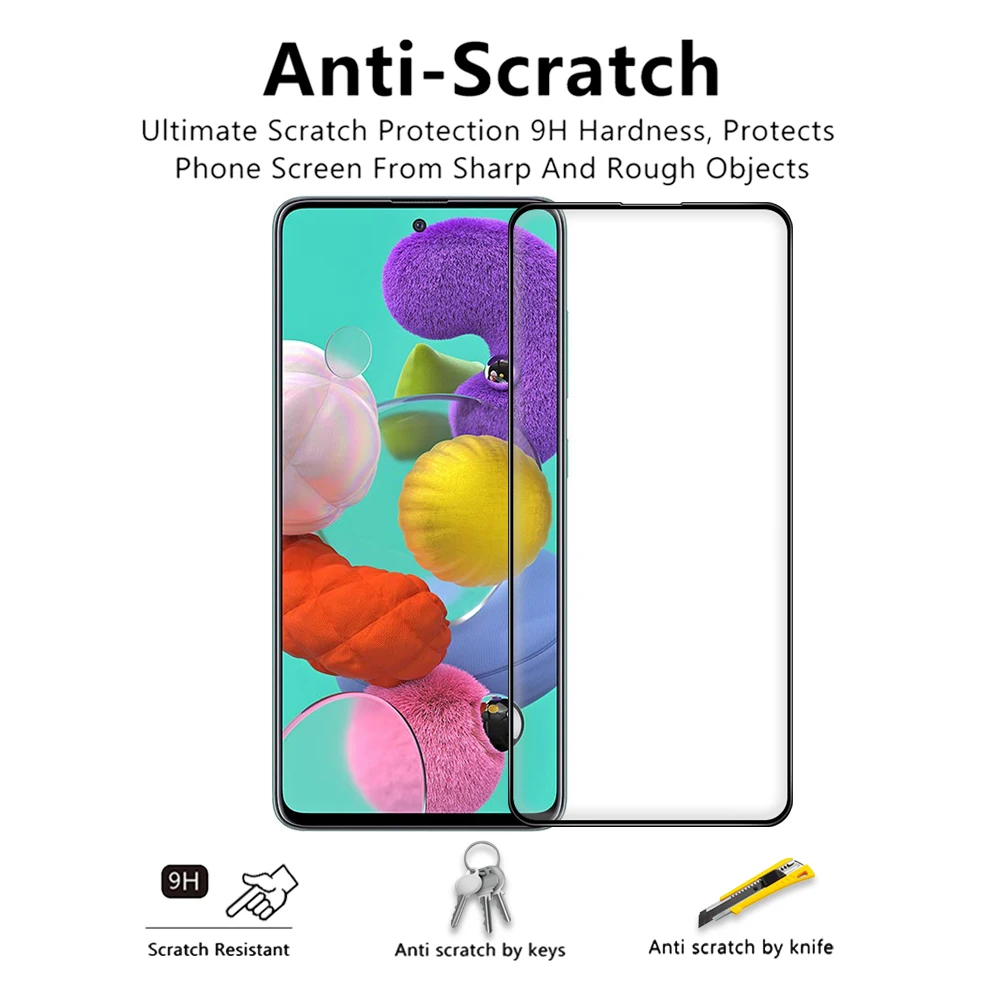 Закаленное стекло с шелковым принтом для samsung Galaxy A51 A71 A90 M30S Защита экрана A20 A30 A40 A50