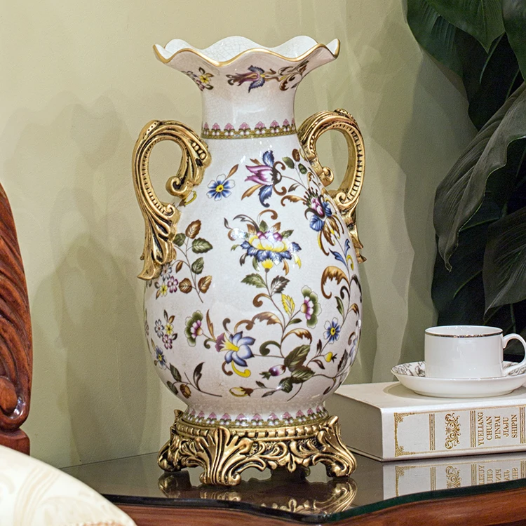 

Vintage Vases Wedding Luxury Tall Support Ceramic Jarre Vase Center Table Living Room Europe Flower Jarrones Home Decor HP50