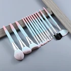 Набор кистей для макияжа FLD, 13 шт., голубыекофейные супер мягкие кисти для тона, пудры, теней, бровей, расческа для ресниц, косметические инструменты