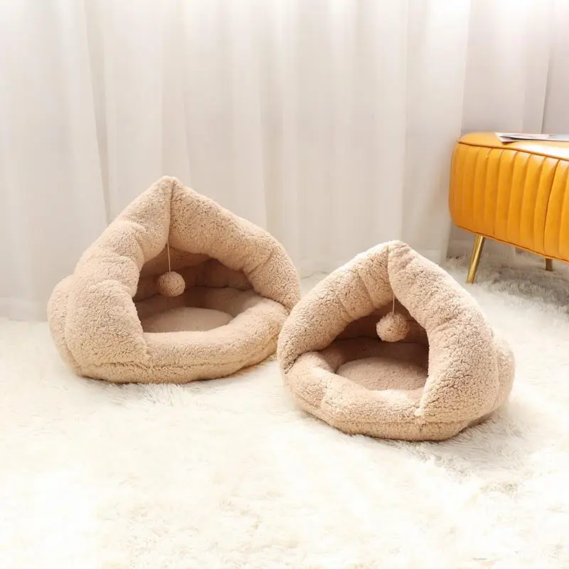 

The New Dog Bed Warm Fleece Round Dog Kennel House Long Plush Winter Pets Dog Beds For Medium Cats Soft Sofa Cushion Mats