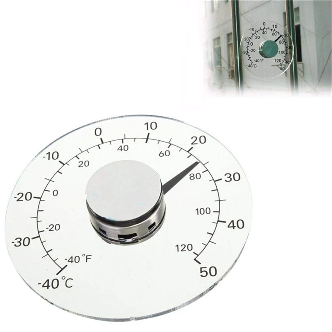 

Thermometer Temperature Transparent Clear Outdoor Window Thermometer Clock Weather Tool Glass Sticking Paste -40 to 50C