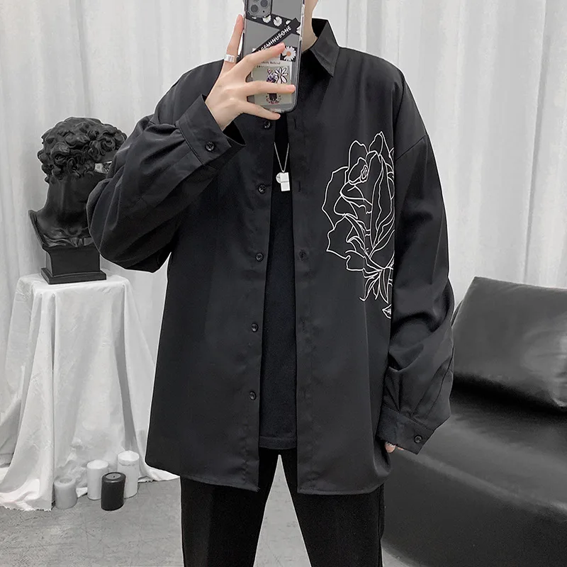 Мужская летняя рубашка с длинным рукавом блузка хараджуку кардиган на пуговицах