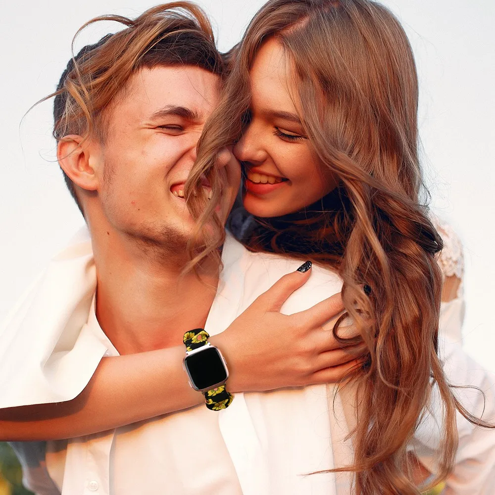 Elastic Fabric Bands for Fitbit Versa Women Girls Soft Woven Rubber Strap Replacement Scrunchies Band for Versa 2/Versa Lite