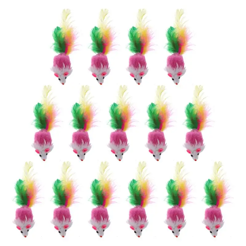 

15PCS Colorful Mice Double-color Mice Colorful Feathers Mice Colorful Plaything