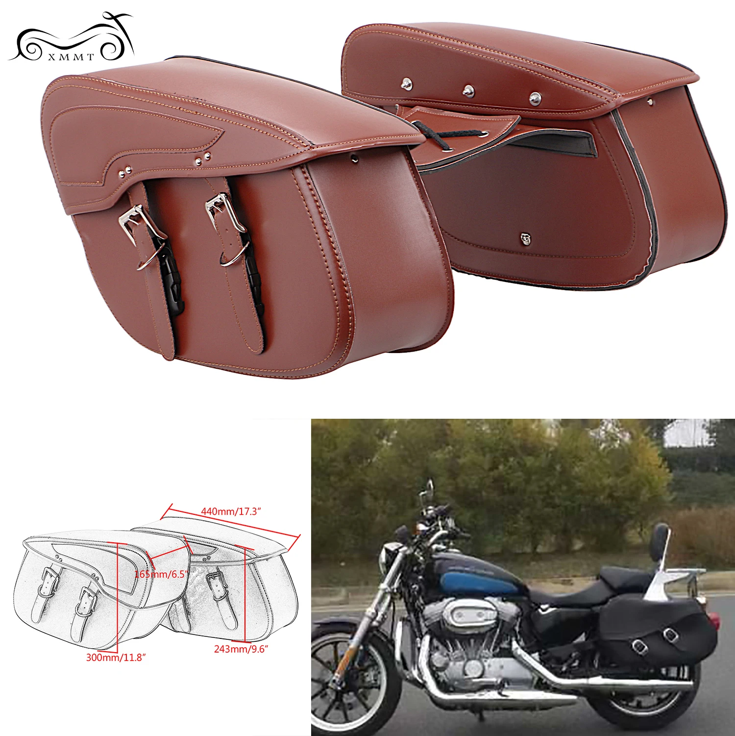 Пара черных/коричневых универсальных мотоциклетных сумок сумка из