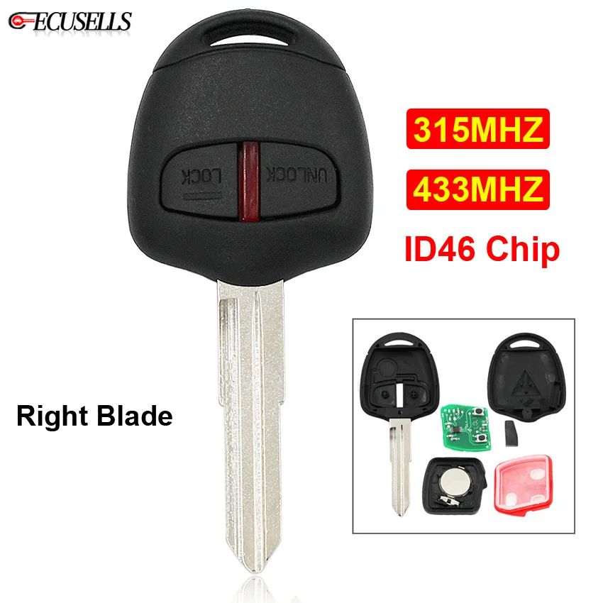 2 кнопочный дистанционный автомобильный смарт ключ брелок 315 МГц или 433 с чипом ID46