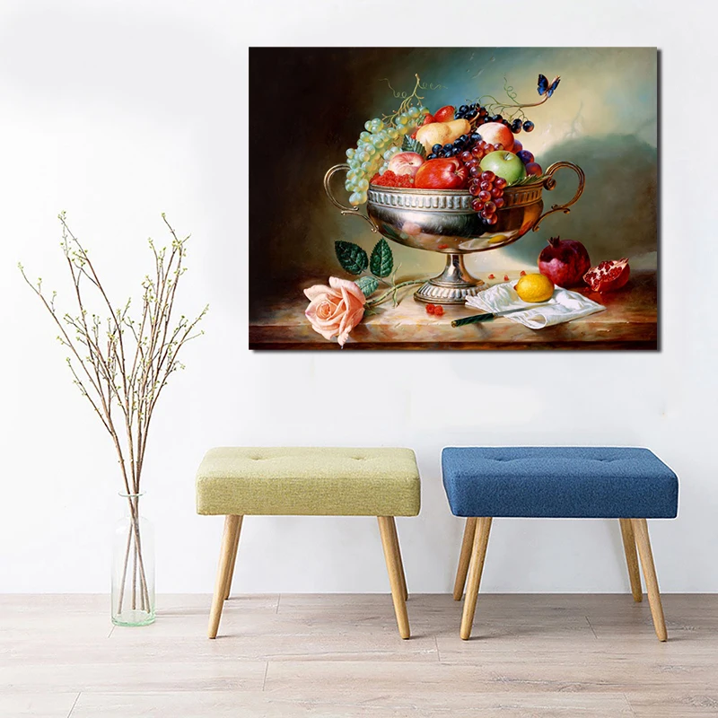 

Flower Fruits Still Life Wallpaper Canvas Posters Prints Wall Art Painting Oil Decorative Picture Living Room Kitchen Home Decor