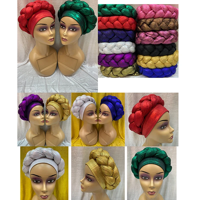 Wholesale Order 1 Dozen Newest Elegant Turban Hats Women Cap Beaded For India Hat Head Wrap Headband Girl Hair Accessories Lady