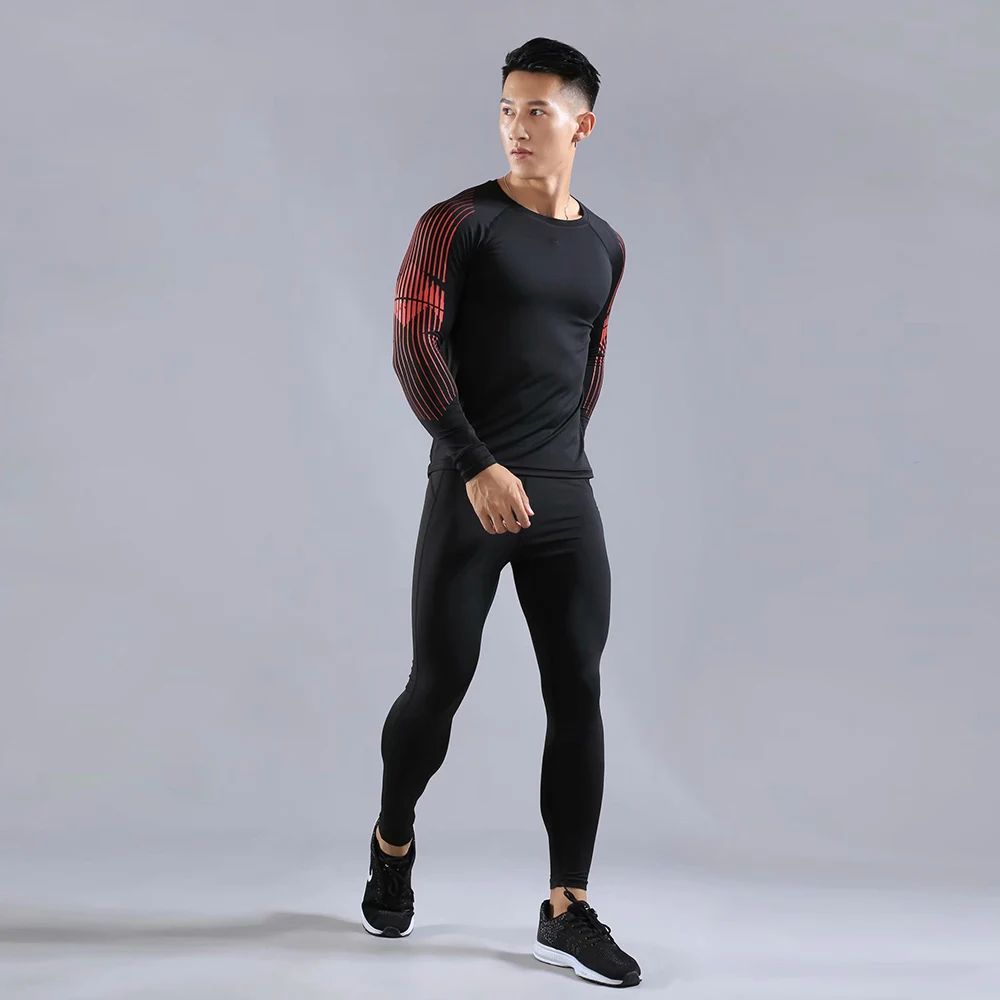 Мужская спортивная футболка для фитнеса и бега компрессионные штаны фитнес