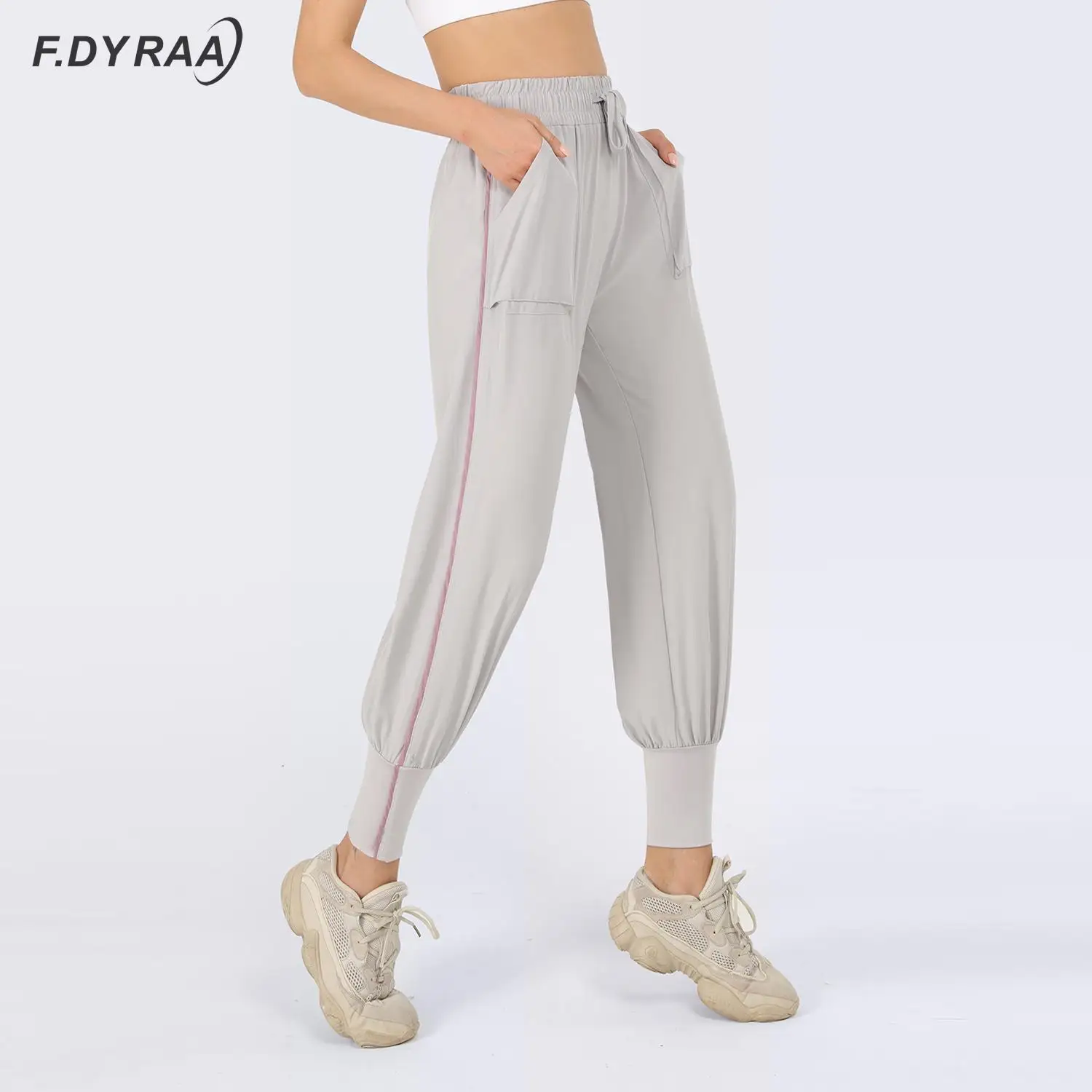 

F.DYRAA Women Track Pants Jogging Pants Running Sport Gym Fashion Sweatpant Training Drawstring Waist Workout Female Casual