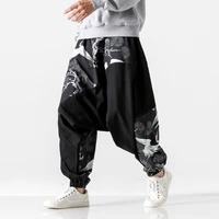 fashion harem pants japanese crane printed streetwear skateboard hip hop joggers black oversized streetwear sweatpants mens