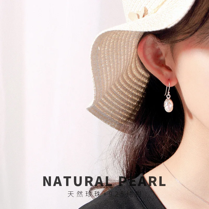 

Fengxiaoling Natural Freshwater Pearl Drop Earrings 925 Sterling Silver Pearl Earrings For Women Office/career Fashion Jewelry