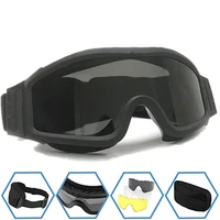 military tactical glasses army shooting glasses 3 lens motorcycle windproof wargame goggles outdoor camping hiking sunglasses