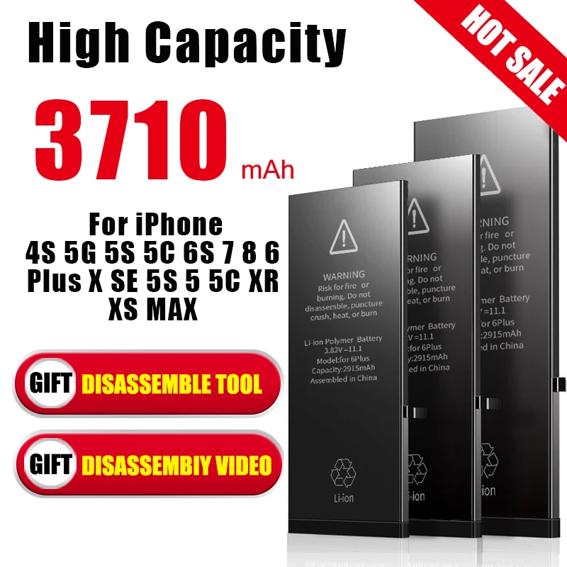

High capacity phone Battery For iPhone 6S 7 8 6 Plus X SE 5S 5 5C XR XS MAX Replacement Bateria For iPhone 7 batteries with Tool
