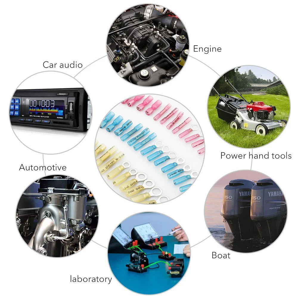 

270Pcs Insulated Spade Heatshrink Terminal Wire Crimp Connector Butt Ring Splice Electrical