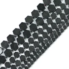Шестигранные черные разделители из гематита и натурального камня, 468 мм, бусины россыпью для искусственных ожерелий, аксессуары сделай сам