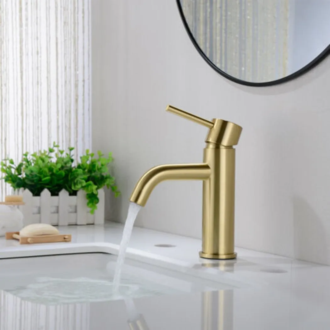 

Basin Sink Bathroom Faucet Stainless Steel Gold/Black Single Lever Basin Mixer Taps Hot Cold Water Tapware Home Hardware Decor
