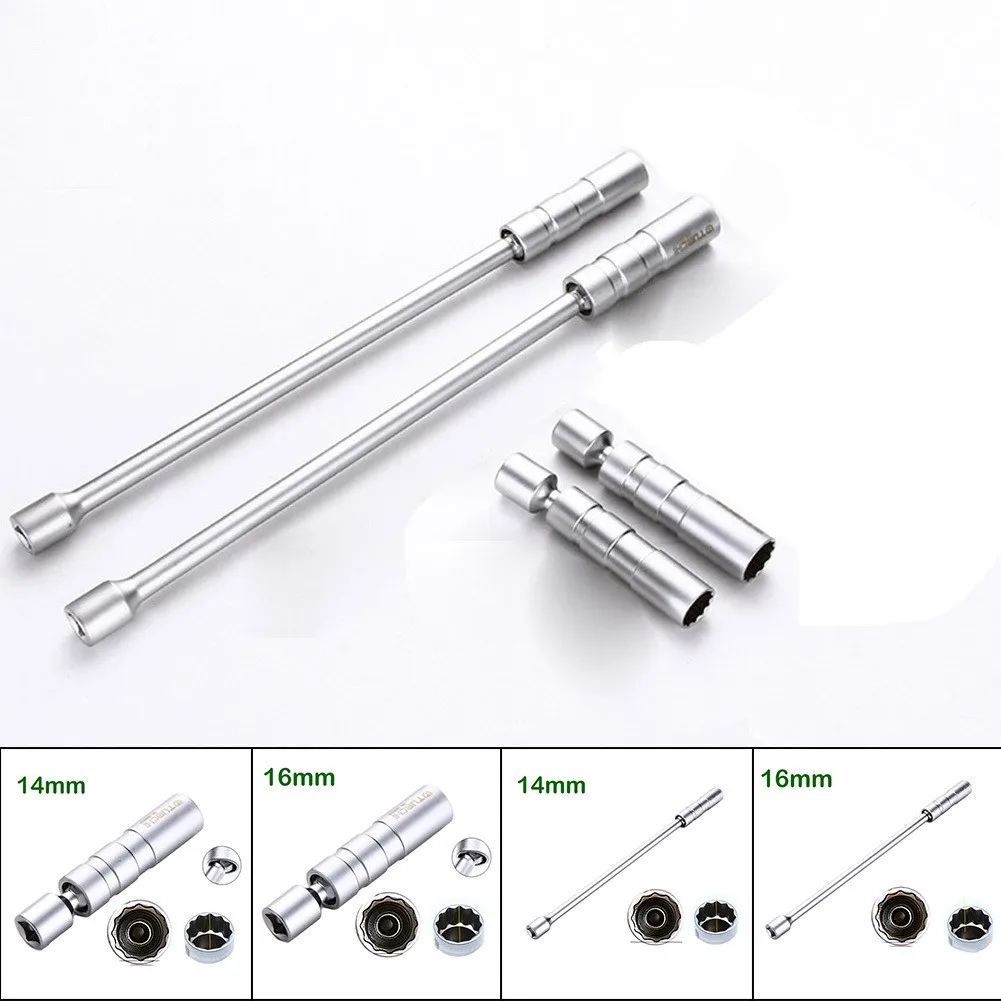 

2pc Swivel Magnetic Spark Plug Socket Drive Point Thin Wall Single Head Chrome Plating Socket Wrenches