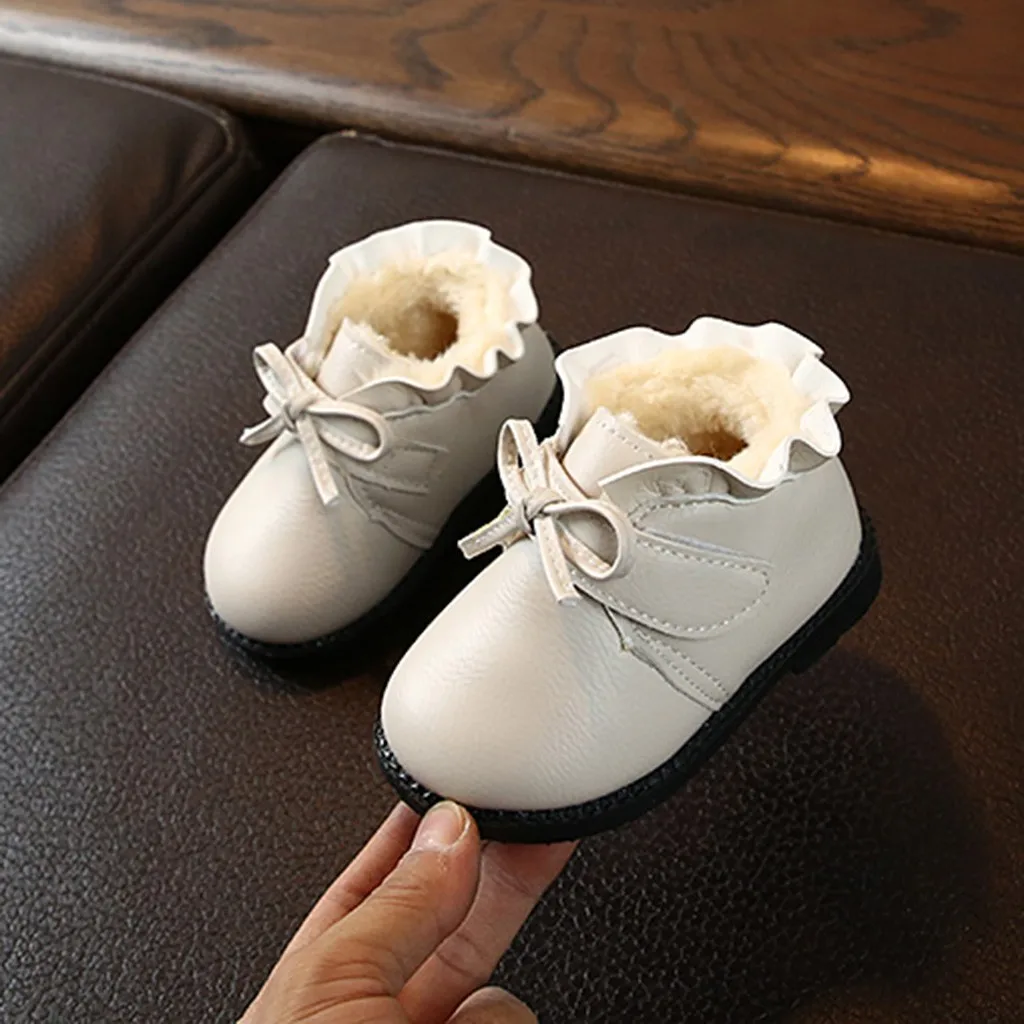 Новинка 2019 года Зимняя детская обувь из искусственной кожи Водонепроницаемые