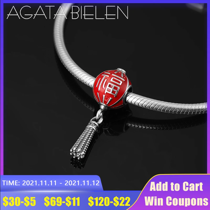 

Принести счастье 925 пробы серебристый и черный, как в китайском стиле; Красный цвет Фонари Lucky благословение драгоценные бусины, подходят к о...