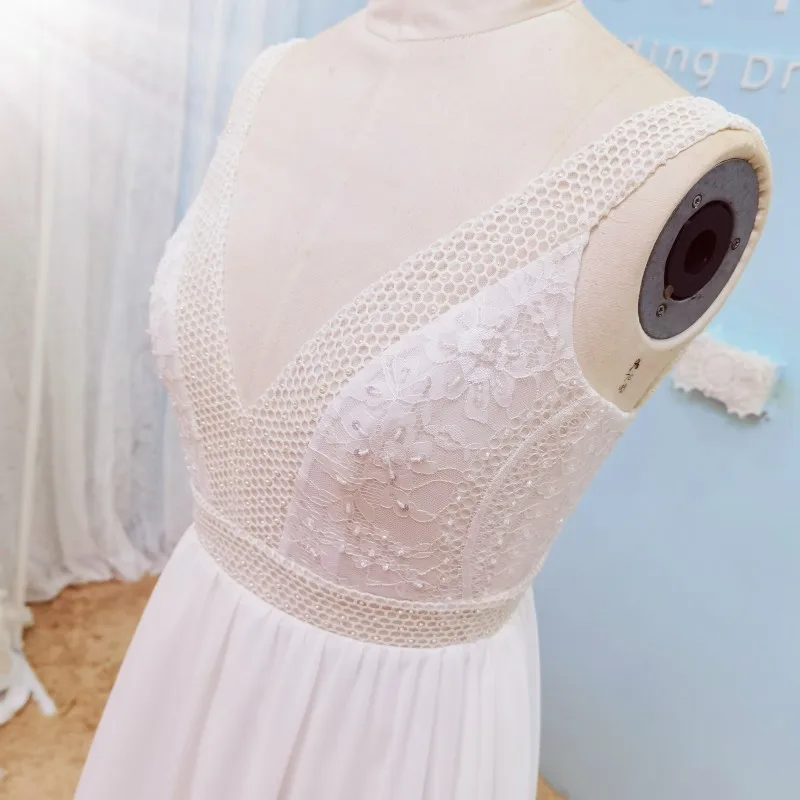 Кружевное пляжное свадебное платье UMK в стиле бохо сексуальные шифоновые