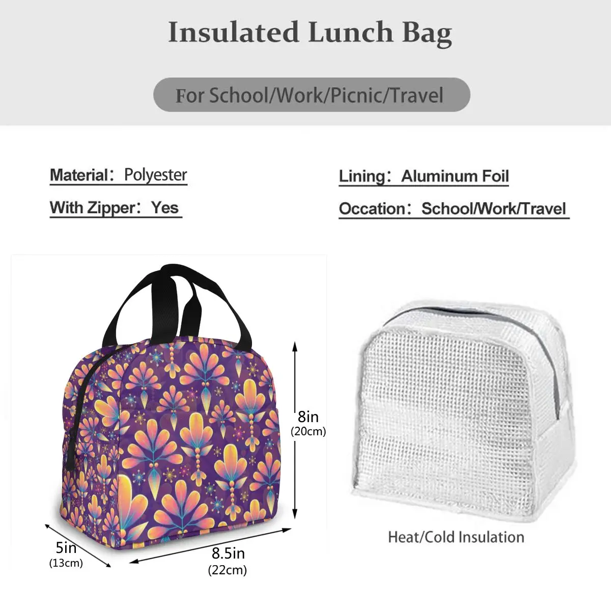 

New Lunch Bag Fresh Insulation Cold Bales Thermal Oxford Waterproof Convenient Leisure Bag Cute flower Tote bolso Dropshipping