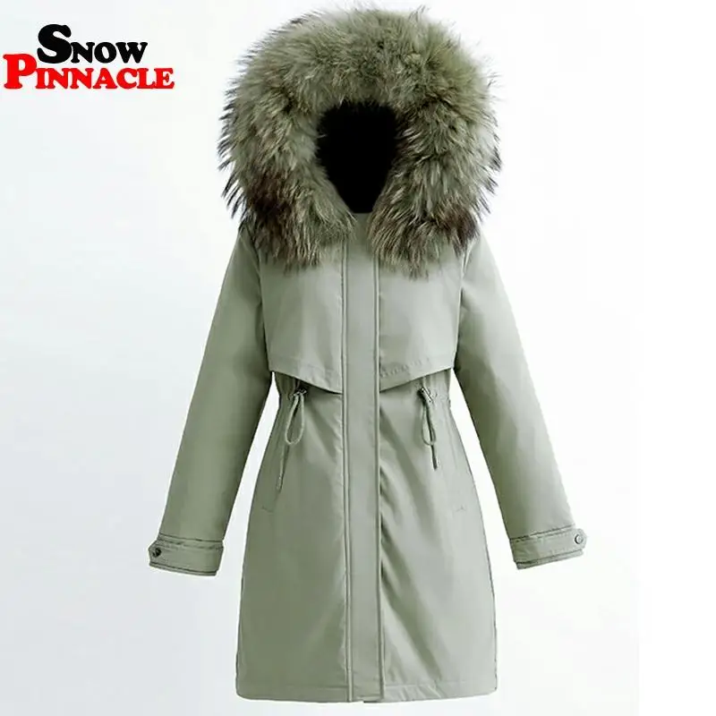 

Winter Women fleece inside parkas plus size thick warm mid-Long Hooded parkas Jackets fur inside female slim padding parkas