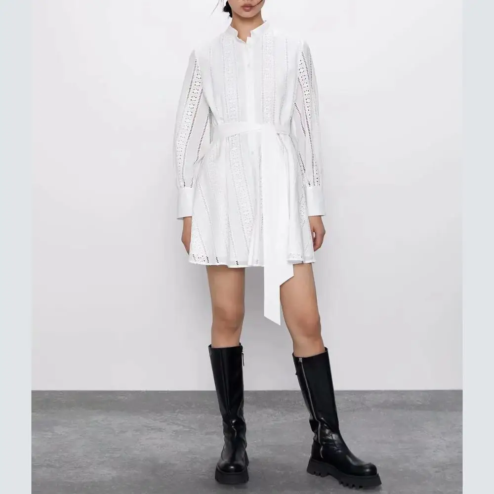 Новинка женское летнее Белое Мини Платье с вышивкой хлопковые Элегантные