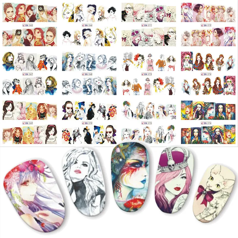 12 шт. красивые женские наклейки для ногтей полное покрытие переводная вода