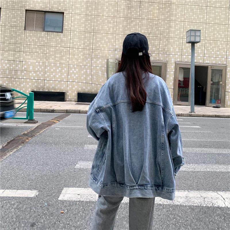 Джинсовая женская куртка на весну и осень в Корейском стиле свободная новая