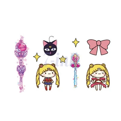 Водопереводная татуировка милая мультяшная волшебная палочка бант красивая