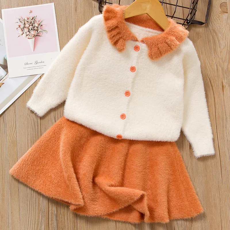 Платье для девочек из 2 предметов осенне-зимнее платье принцессы Повседневная