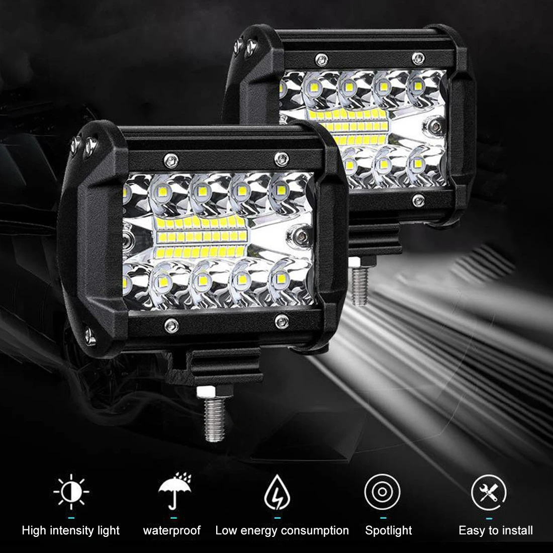 

60 Вт 4 дюйма 20 светодиодный водонепроницаемый Рабочий СВЕТОДИОДНЫЙ светильник для вождения точечный прожектор для внедорожных лодок, тракт...