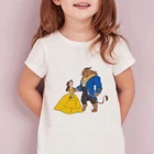 Футболка Belle Красавица и чудовище, милая детская Подарочная футболка, забавная футболка с коротким рукавом и графическим принтом для девочек, детская футболка Disney
