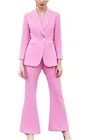 Розовые женские пиджачный Набор для Бизнес комплекты со штанами Офисные Формальные вечерние женские Повседневная обувь Блейзер одежда брючный костюм Индивидуальный заказ
