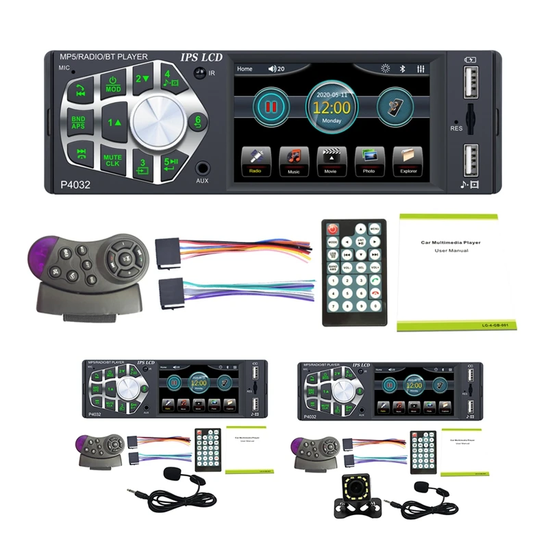 

3,8 дюймовый Автомагнитола Bluetooth автомобильный аудио MP5 плеер Автомобильный радиоприемник FM 1 Din радио плеер управление колесом