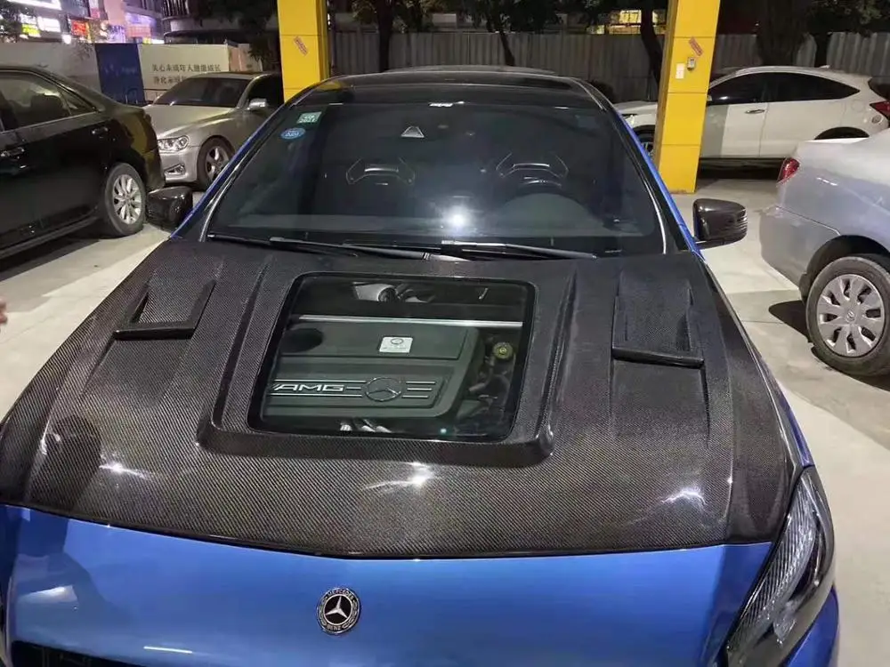 Карбоновое волокно прозрачное стекло переднего бампера двигателя капот