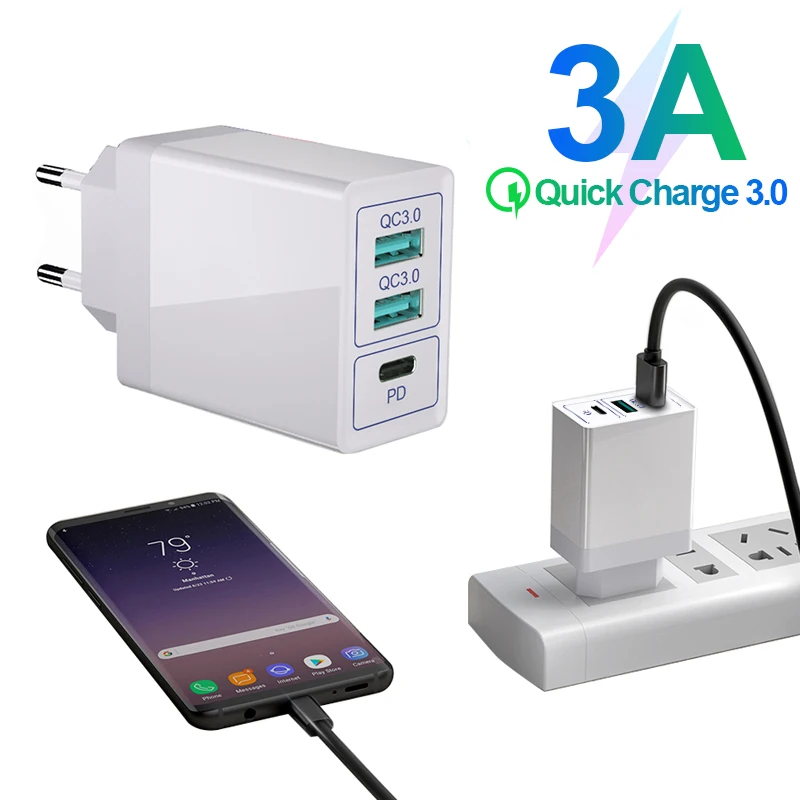 30 Вт Быстрое USB C PD зарядное устройство для iPhone 11 Pro Max Xs Type QC 3 0 мобильный телефон