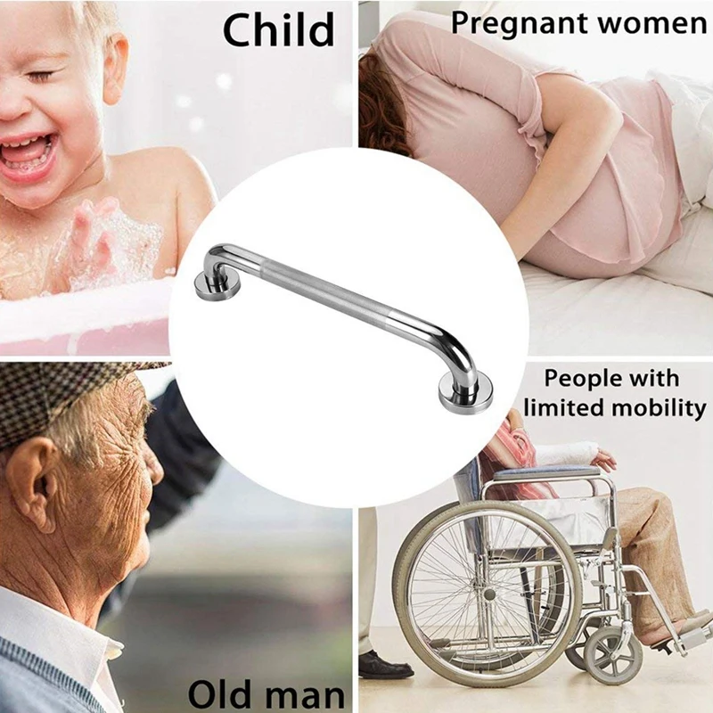 Stainless Steel Bath Grab Shower Handle with Anti-Slip Grip - Disabled Elderly Children Mobility &amp Daily Living Aids Assist Safe |