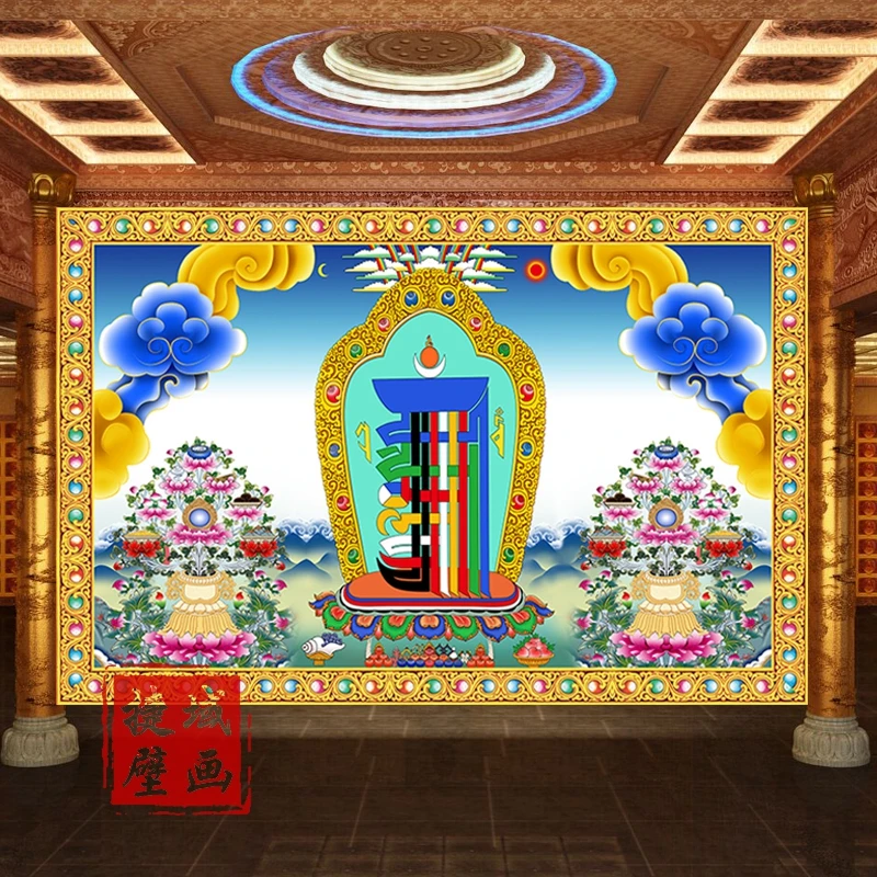 Тибетский фон на стену тханка десять фаз этнический рисунок для гостиной