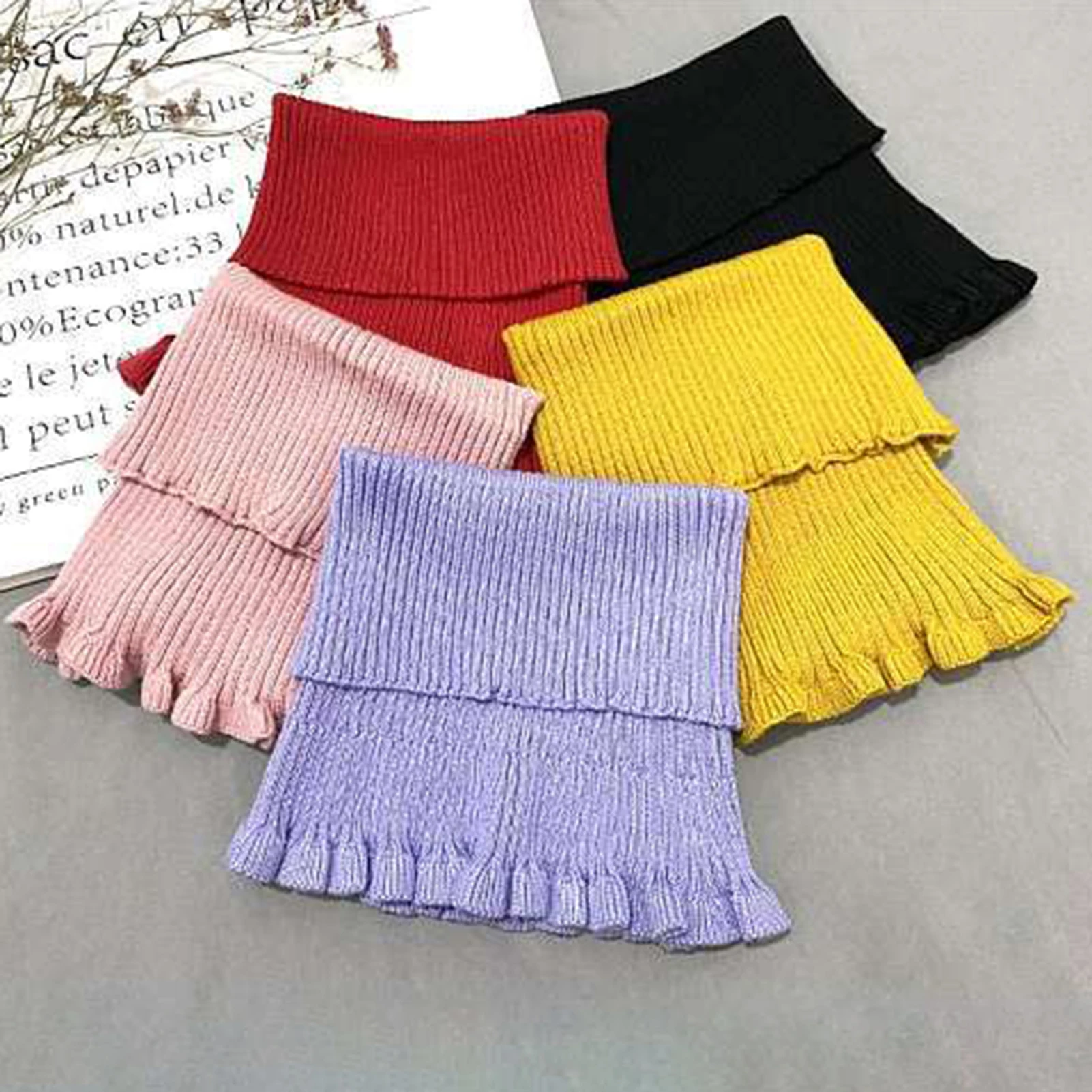 

Women Winter Turtleneck Collar Solid Color Breathable Knitted Scarf Neck Gaiter Women Winter Scarf Outdoor Head Face Neck Gaiter