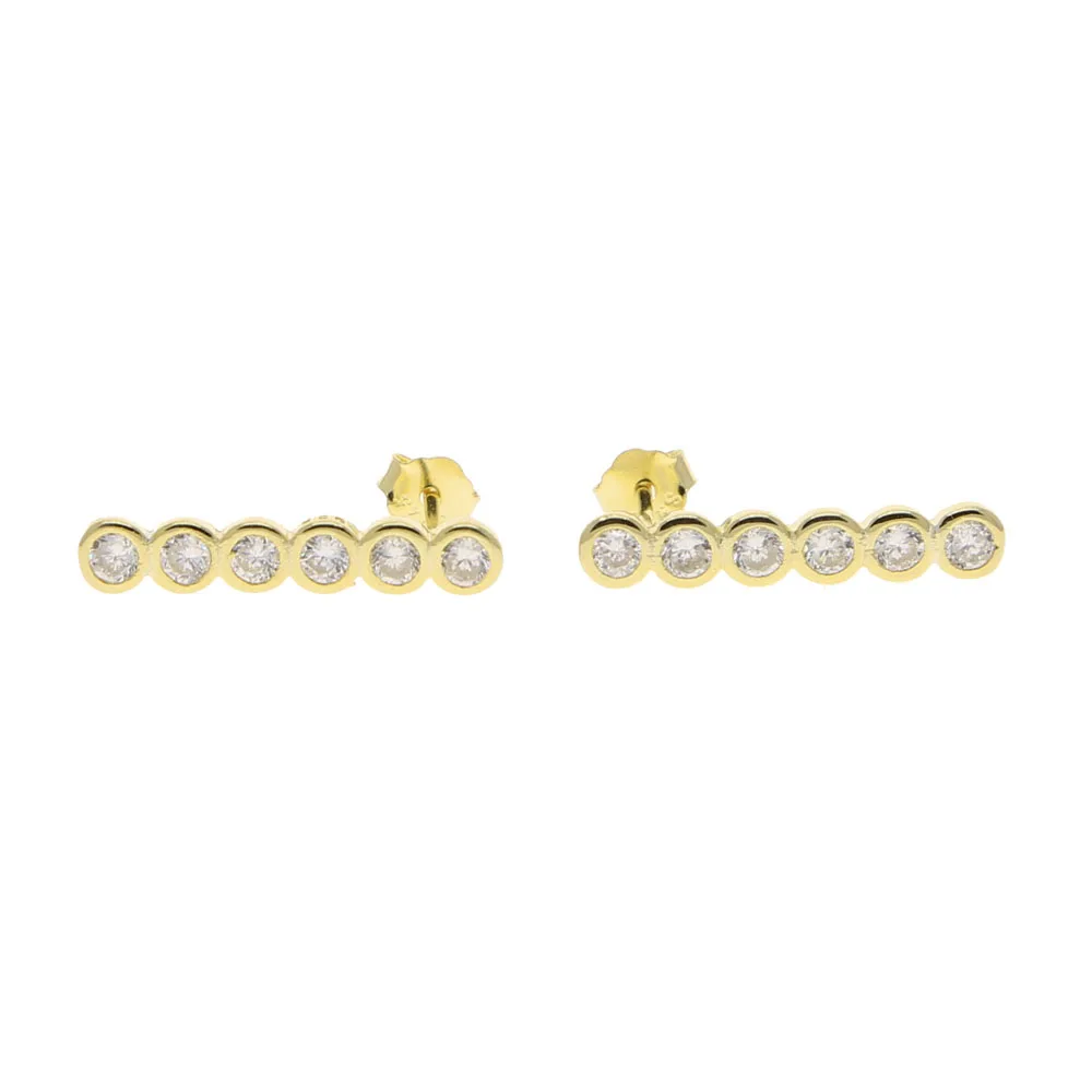 Dropping hot sale 925 sterling silver bar shape stud earring with cz bezel long earrings for women lady wedding | Украшения и