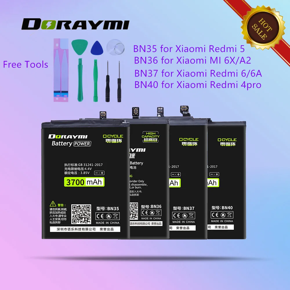 Аккумулятор DORAYMI BN36 для Xiaomi MI 6X A2 MI6X MIA2 Сменный аккумулятор телефона BN35 BN37 BN40 Redmi 4