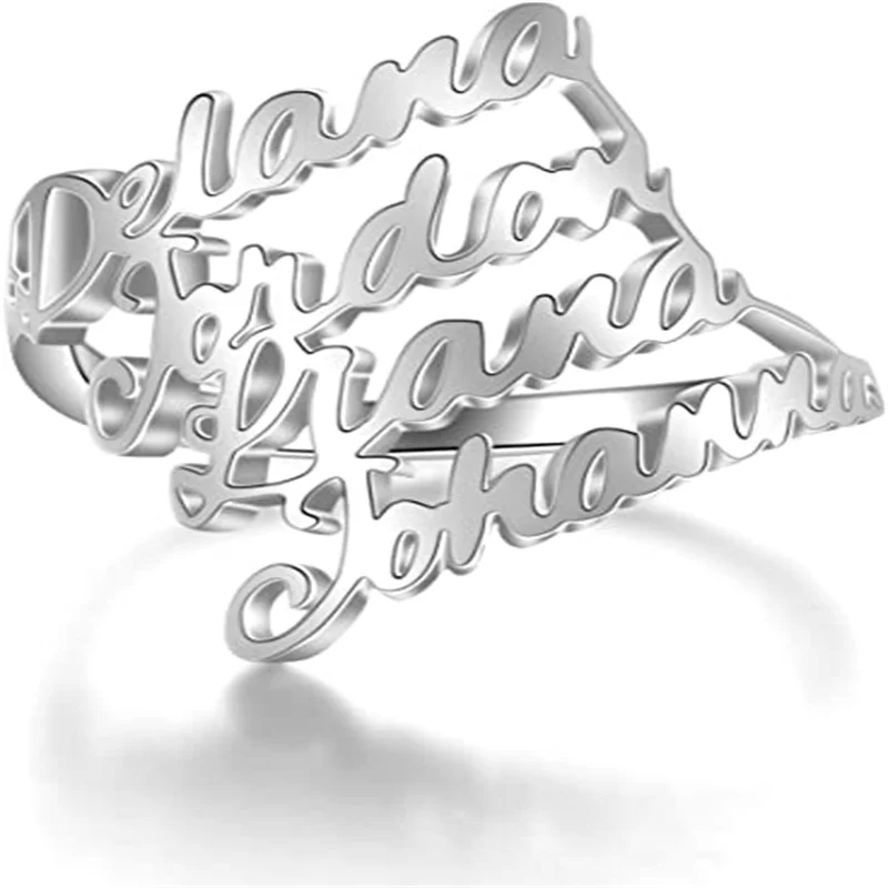 

Noelia Personalized Multiple Name Ring Adjustable Stainless Steel Ring Custom Name Ring Unique Jewelry Gift for Mom Sisters
