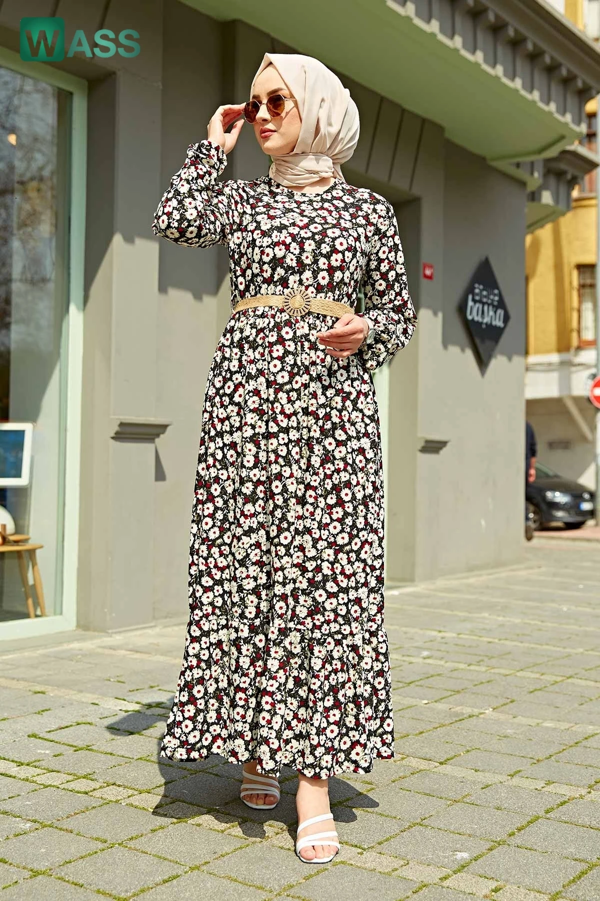 

Straw Belt Patterned Dress Ramadan The Muslim Headscarf Dress Abayas Abaya Islamic Clothing For Women Dubai Turkey Kaftan Robe