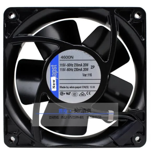 

cooling fan 4600N size 119 x 119 x 38mm 18W 115V Axial fan air flow 180m3/h 3100rpm